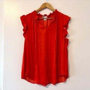 Red Sleeveless Flowy Blouse